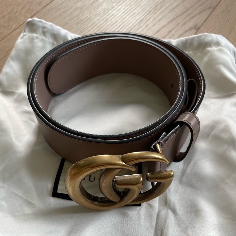 Gucci Marmont wide belt in Rose size 90